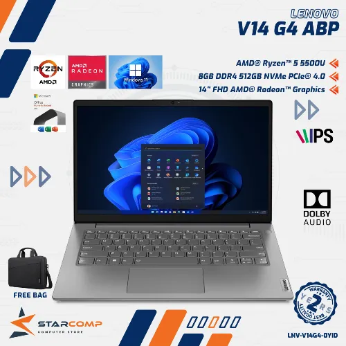 LENOVO V14 G4 ABP RYZEN 5 5500U 8GB 512GB RADEON VEGA 7 14" FHD IPS W11 OHS