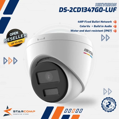 HIKVISION DS-2CD1347G0-LUF INDOOR 4MP COLORVU AUDIO