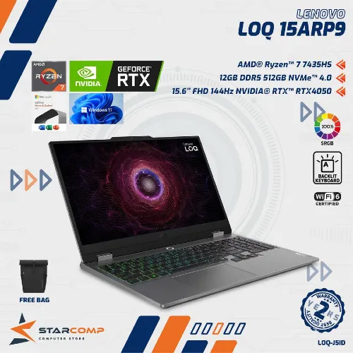 LENOVO LOQ 15ARP9 RYZEN 7 7435HS RTX4050 12GB 512GB 15.6" FHD SRGB W11+OHS