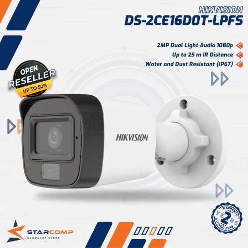 HIKVISION DS-2CE16D0T-LPFS 2MP DUAL LIGHT COLORVU AUDIO
