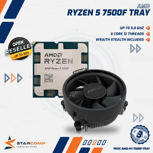 AMD RYZEN 5 7500F TRAY 6 CORE 12 THREADS UP TO 5.0GHZ 7500 F