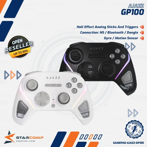 AJAZZ GALAXY GP100 / GP-100 MUTLIPLATFORM GAMEPAD WITH HALL EFFECT TRIPLE CONNECTION MACRO BUTTON CONSOLE CONTROLLER JOYSTICK - AJAZZ GP100