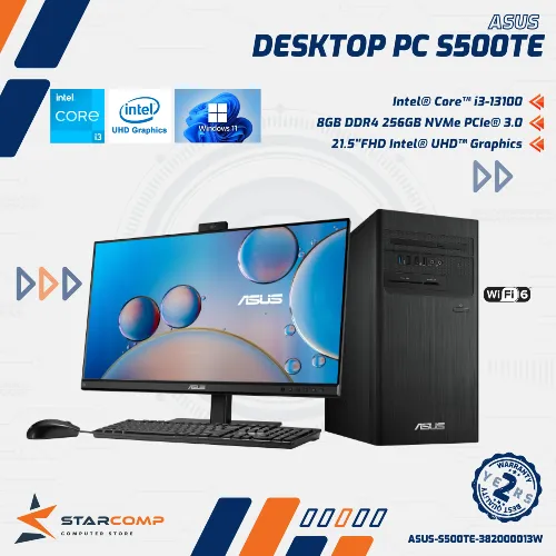 ASUS DESKTOP PC S500TE CORE I3-13100 8GB 256GB SSD INTEL UMA LED 21.5" W11