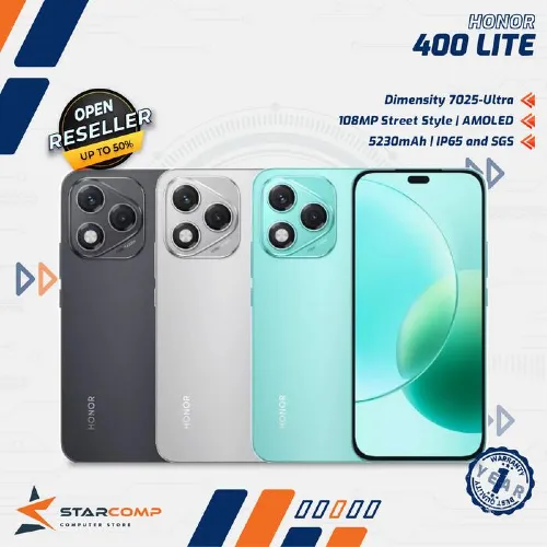 HONOR 400 LITE 8/256 GB DIMENSITY 7025-ULTRA AMOLED 120HZ 5230MAH IP65 GARANSI RESMI