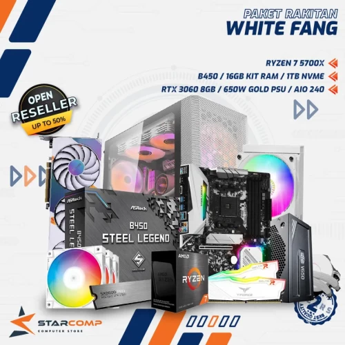 AMD RYZEN 7 5700X B450 32GB KIT RAM RTX 3060 1TB NVME