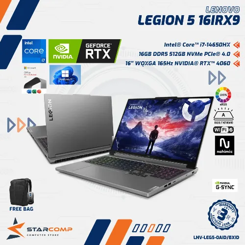 LENOVO LEGION 5 16IRX9 CORE I7 14650HX RTX4060 16GB 512GB 16" SRGB W11 OHS