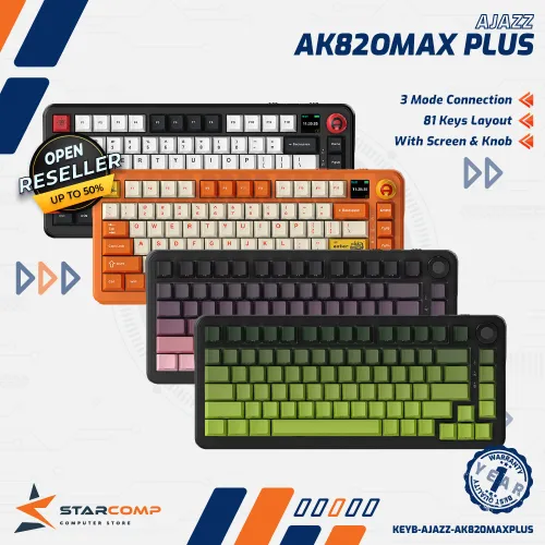 AJAZZ AK820 MAX PLUS WIRELESS MECHANICAL KEYBOARD WITH TFT COLOR SCREEN AND VOLUME KNOB