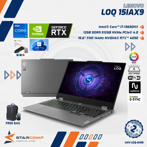 LENOVO LOQ 15 15IRX9 I7-13650HX RTX4050 12GB 512GB 144HZ SRGB W11+OHS