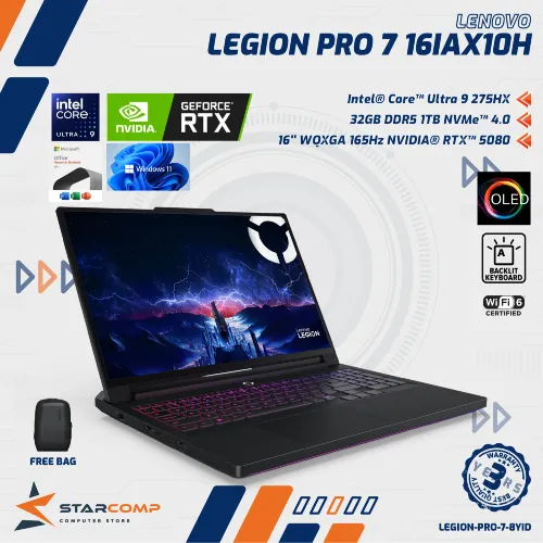 LENOVO LEGION PRO 7 16IAX10H CORE ULTRA 9 275HX RTX5080 32GB 1TB 16" WQXGA OLED 240HZ W11 OHS