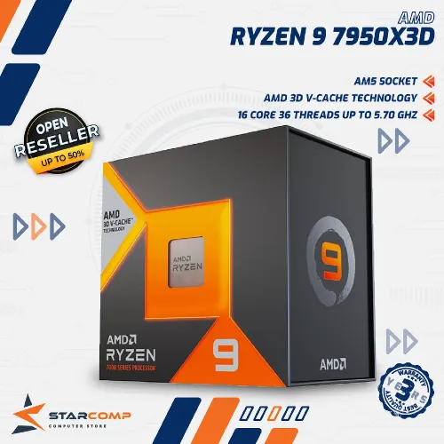 AMD RYZEN 9 7950X3D 16 CORE 32 THREADS PROCESSOR UP TO 5.7GHZ AM5