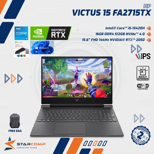 HP VICTUS 15 FA2715TX CORE I5 13420H RTX2050 16GB 512GB 15.6" FHD IPS W11+OHS