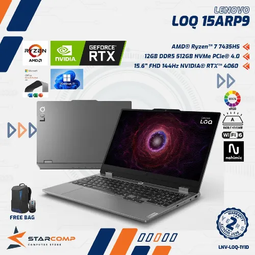 LENOVO LOQ 15ARP9 RYZEN 7 7435HS RTX4060 12GB 512GB 15.6" FHD 144HZ SRGB W11+OHS