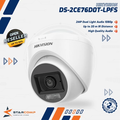 HIKVISION DS-2CE76D0T-LPFS 2MP DUAL LIGHT COLORVU AUDIO