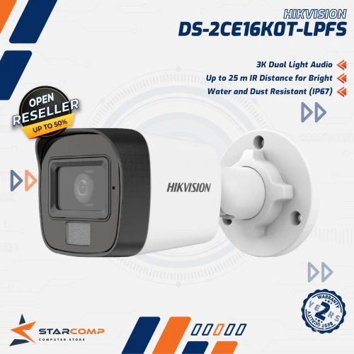 HIKVISION DS-2CE16K0T-LPFS 5MP DUAL LIGHT COLORVU + AUDIO MIC