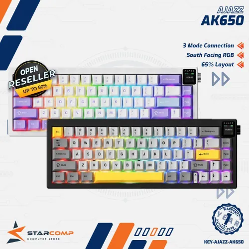 AJAZZ AK650 / AK-650 MECHANICAL KEYBOARD 3IN1 CONNECTION RGB WITH TFT COLOR SCREEN