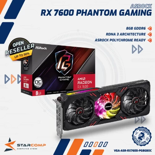 ASROCK RADEON RX 7600 PHANTOM GAMING 8GB OC GDDR6
