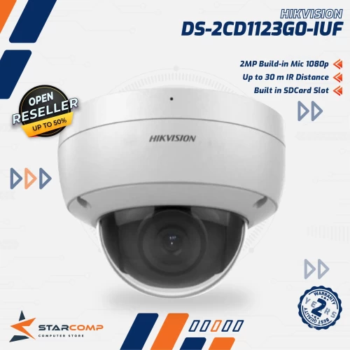 HIKVISION DS-2CD1123G0-IUF INDOOR 2MP AUDIO POE WDR